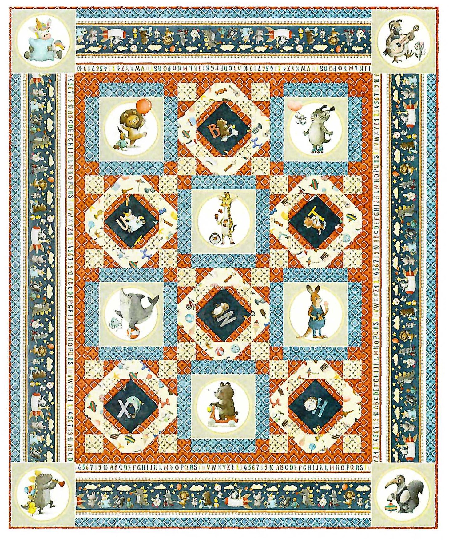 Alpha Boxes Quilt Kit, featuring Animal Alphabet Quilt Fabric - ALPHBOX