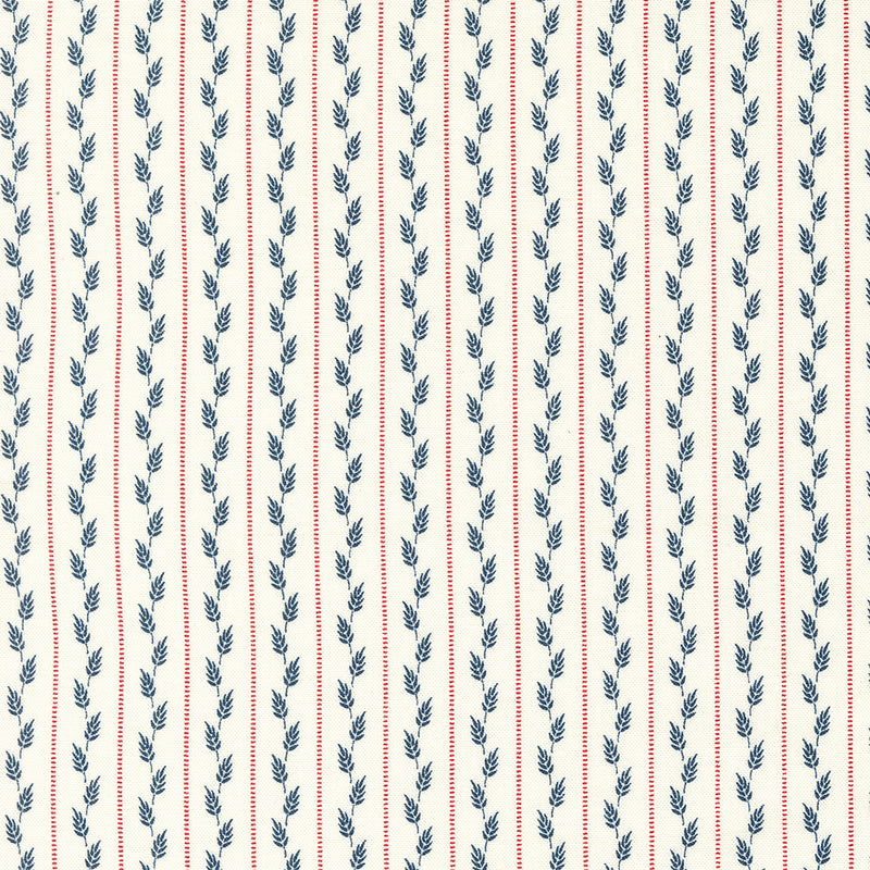 American Gatherings II Quilt Fabric - Wheat Row Stripes in Dove Cream - 49241 11