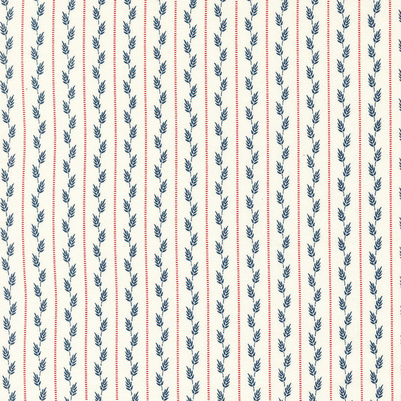 American Gatherings II Quilt Fabric - Wheat Row Stripes in Dove Cream - 49241 11