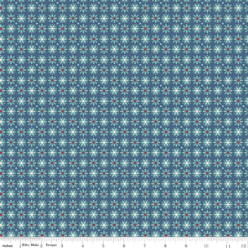 Americana Quilt Fabric by Lori Holt - Boston in Denim Blue - C16087-DENIM