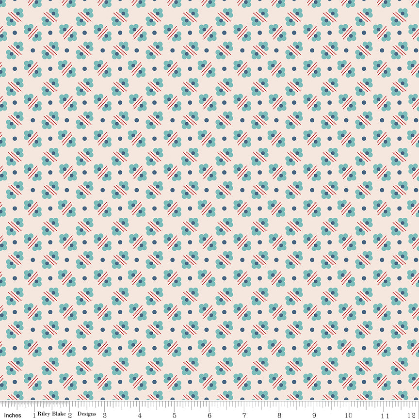 Americana Quilt Fabric by Lori Holt - Harriet in Latte Cream - C16091-LATTE