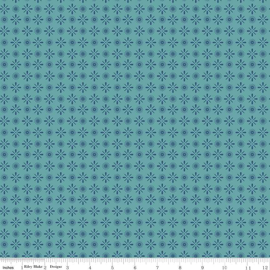 Americana Quilt Fabric by Lori Holt - Independence in Raindrop Aqua - C16093-RAINDROP