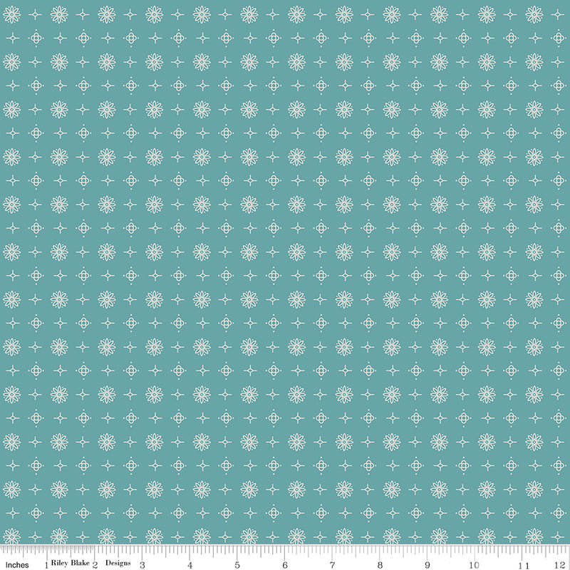 Americana Quilt Fabric by Lori Holt - Lincoln in Raindrop Aqua - C16084-RAINDROP