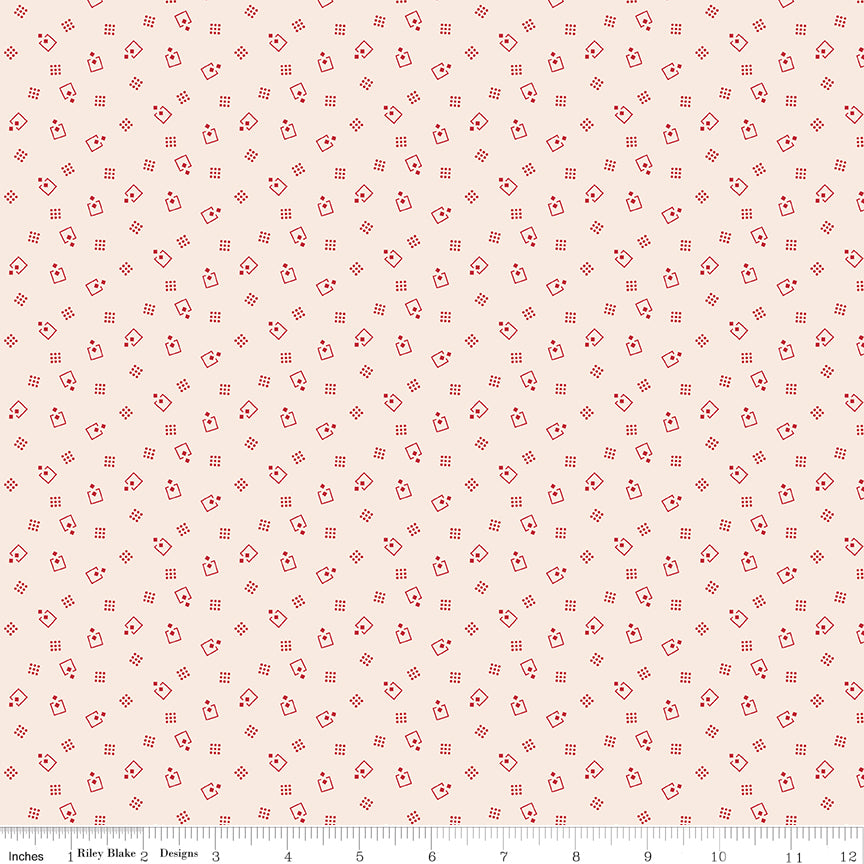 Americana Quilt Fabric by Lori Holt - Loyal in Schoolhouse (Cream/Red) - C16098-LATTE