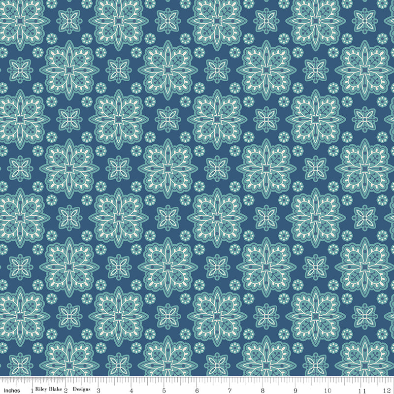 Americana Quilt Fabric by Lori Holt - Parade in Dark Denim Blue - C16085-DKDENIM
