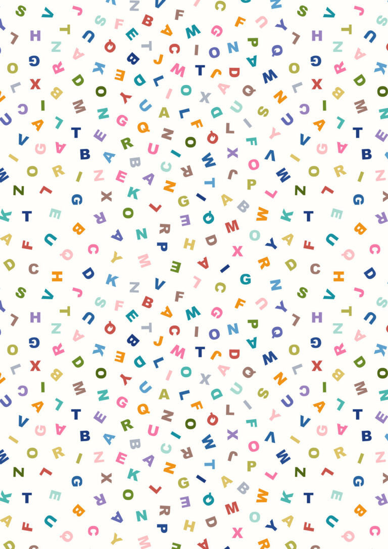 Animal Alphabet Quilt Fabric - Letters on Cream - A972A