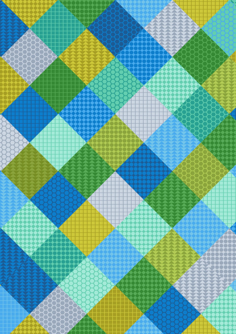 Animal Alphabet Quilt Fabric - Patchwork Blues - A974C