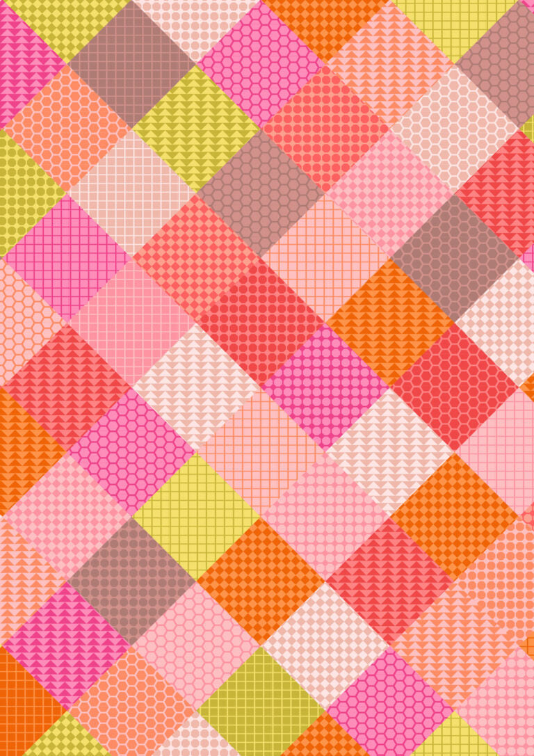 Animal Alphabet Quilt Fabric - Patchwork Pinks - A974B