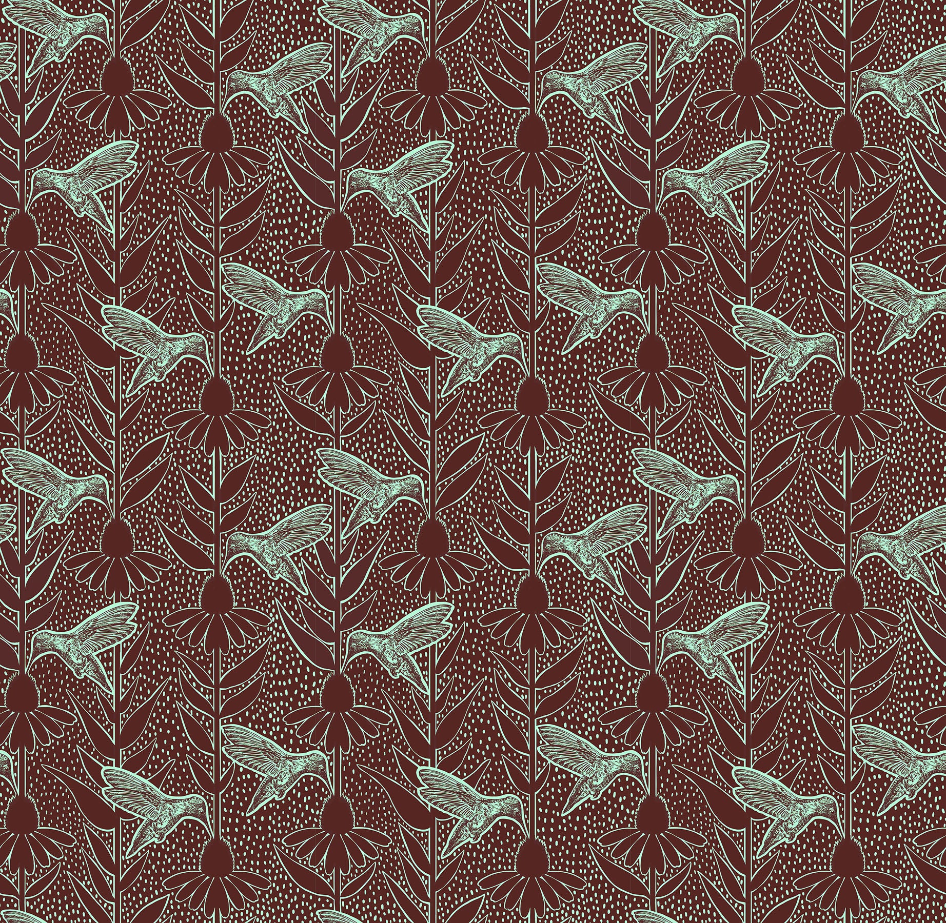 Anna Maria Indelible Ink Quilt Fabric - Humming (Hummingbirds) in Patina - AMT1006-29V