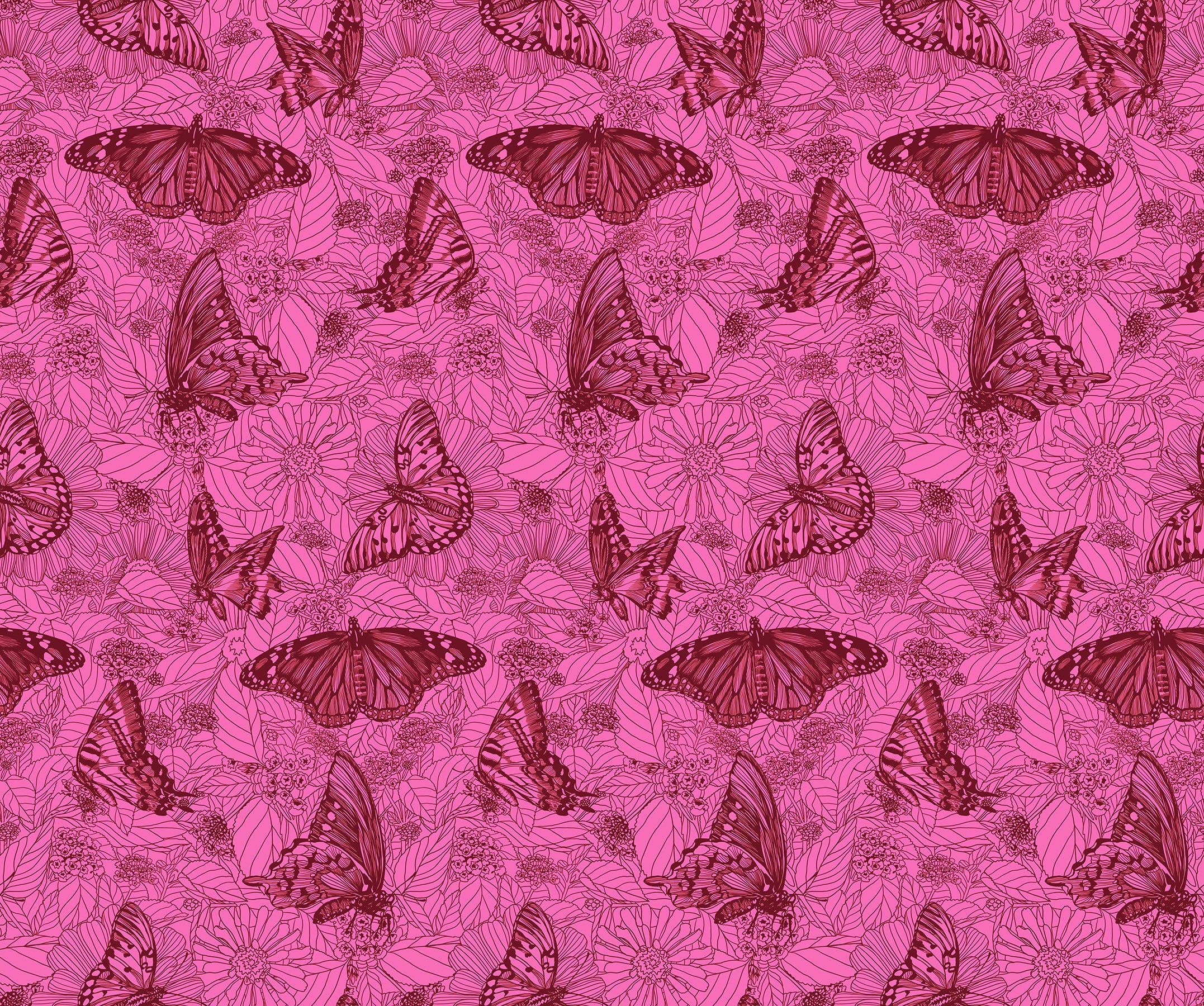 Anna Maria Indelible Ink Quilt Fabric - Winging It (Butterflies) in Candy Pink - AMT1006-23L