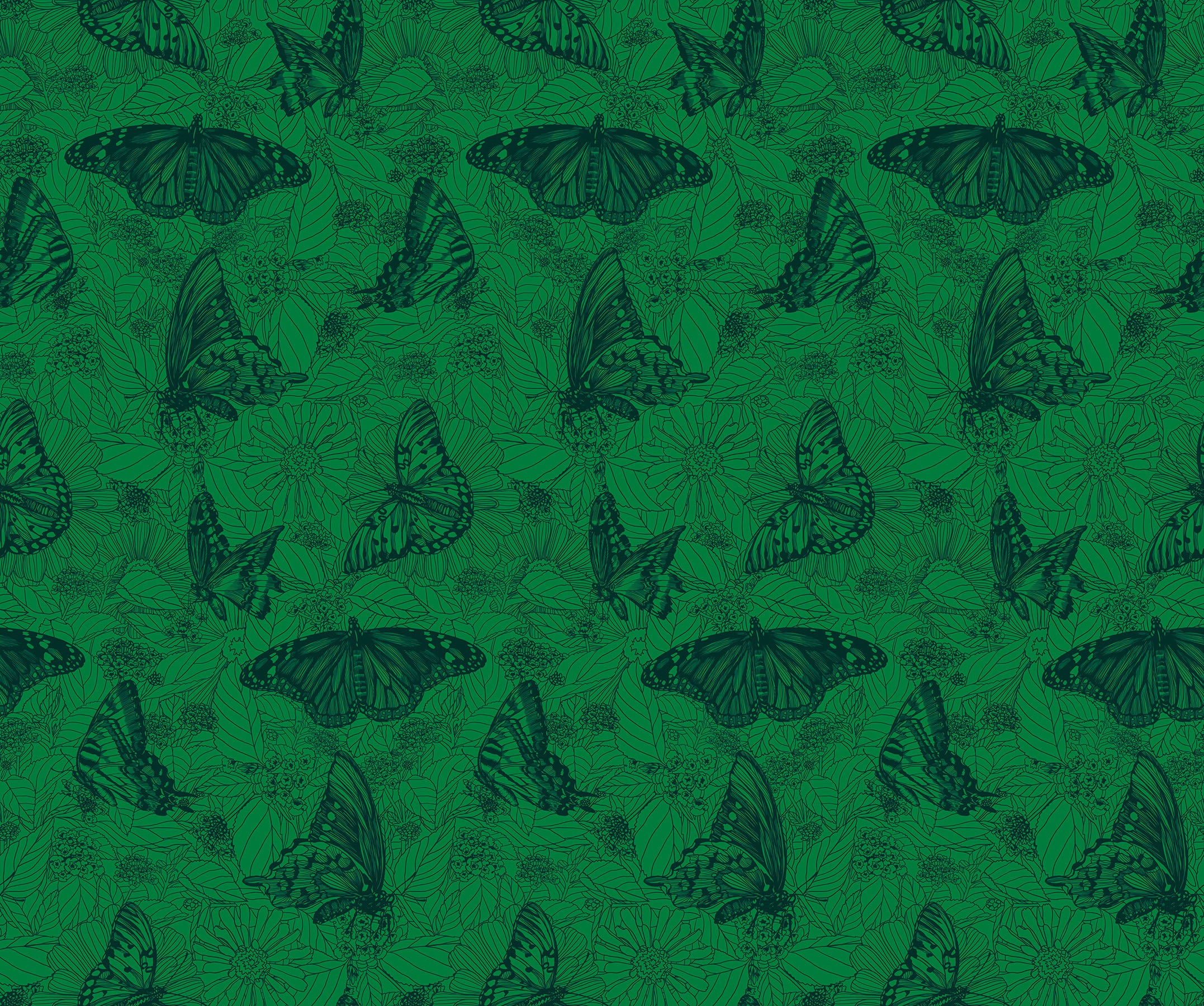 Anna Maria Indelible Ink Quilt Fabric - Winging It (Butterflies) in Jade - AMT1006-72C