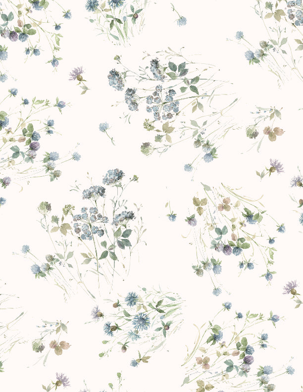 xAu Naturel Quilt Fabric - Large Floral in Ivory - 3041 17817 147