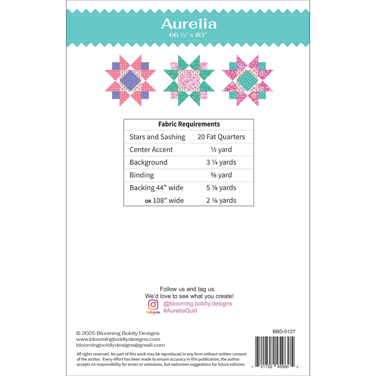 Aurelia Quilt Pattern from Blooming Boldly Designs - BBD-0127