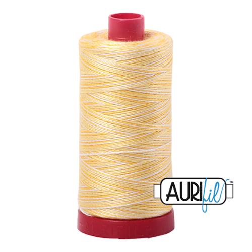 Aurifil 12 wt cotton thread, 350m, Lemon Ice Varigated (3910)
