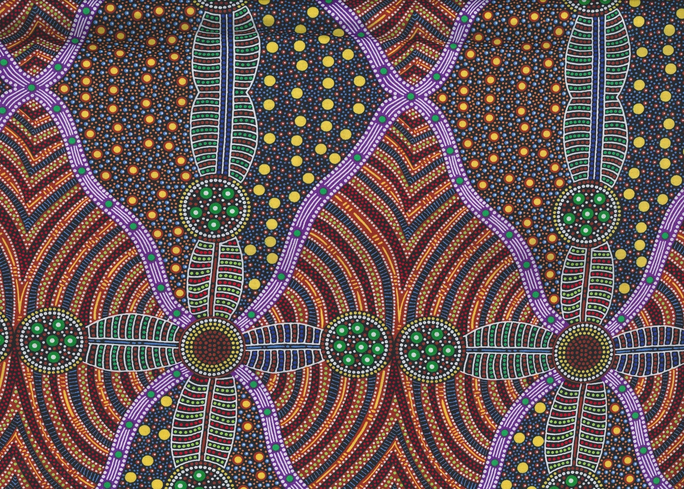 Australian Aboriginals Quilt Fabric - Cross Seeds in Yellow - CRSY