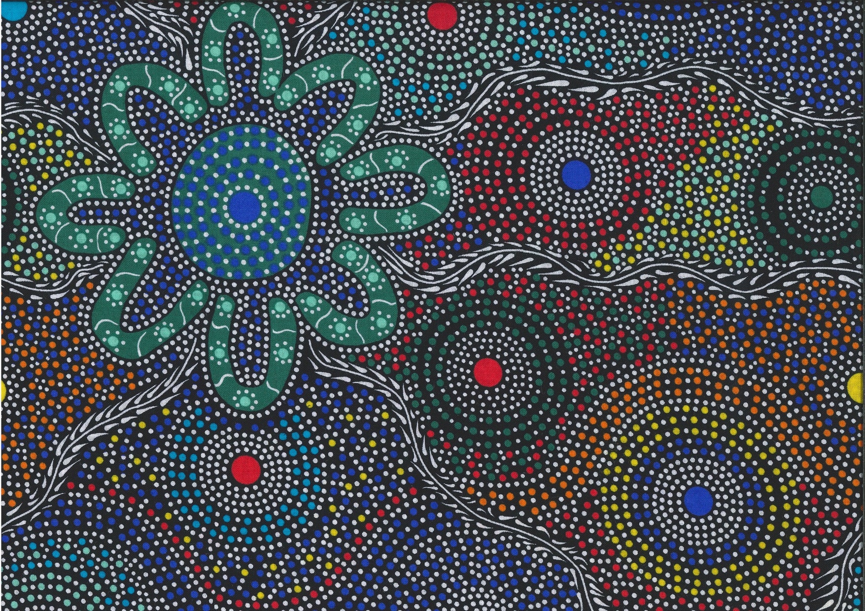Australian Aboriginals Quilt Fabric - Women Dancing in Blue - WOMDB