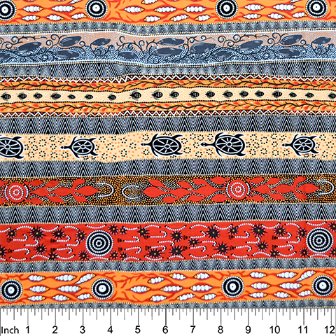 Australian Aboriginals Quilt Fabric - Dreaming in One Flame in Orange - DROFO