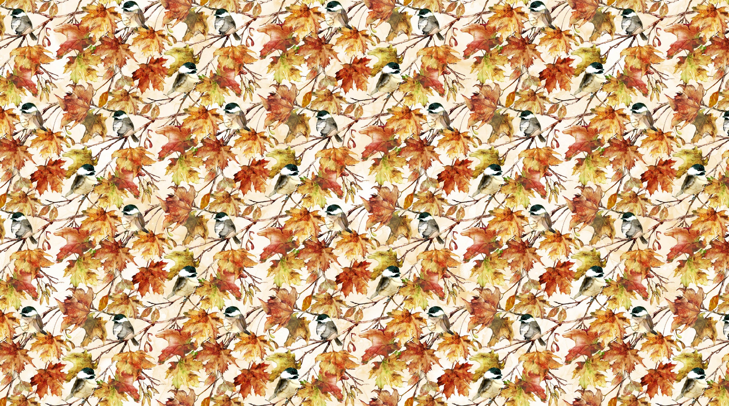 Autumn Breeze Quilt Fabric - Birds in Cream/Multi - DP28057-11