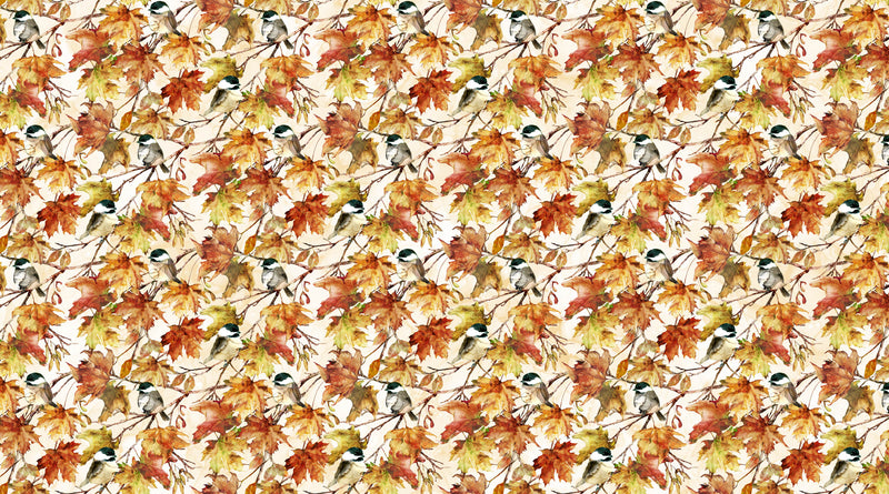 Autumn Breeze Quilt Fabric - Birds in Cream/Multi - DP28057-11