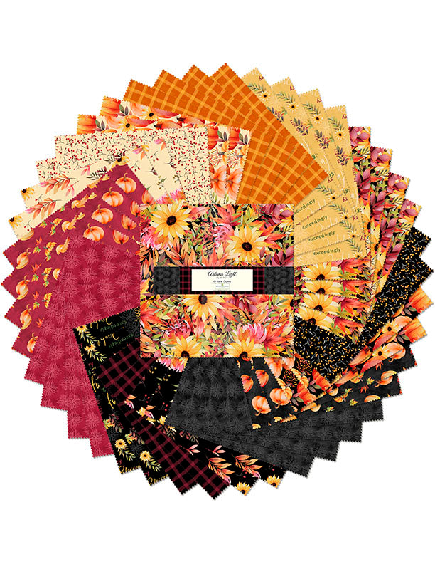 Autumn Light Quilt Fabric - 10 Karat Crystals - set of 42 10" squares - 518 770 518