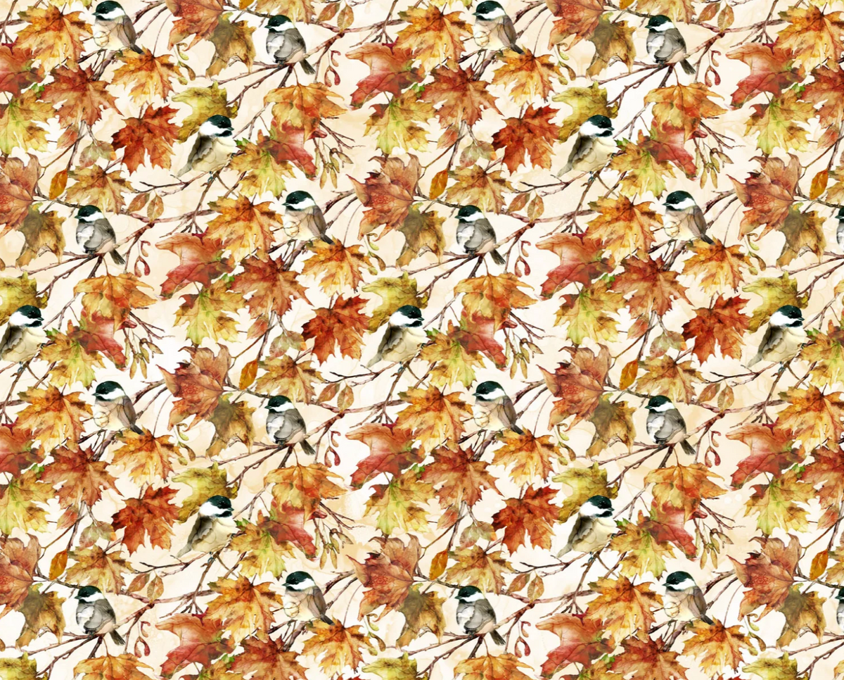 Autumn Breeze Quilt Fabric - Birds in Cream/Multi - DP28057-11