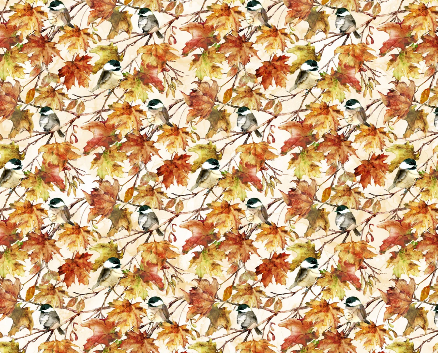 Autumn Breeze Quilt Fabric - Birds in Cream/Multi - DP28057-11
