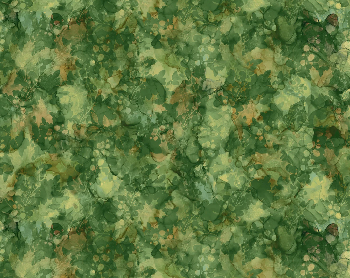 Autumn Breeze Quilt Fabric - Leaf Texture in Dark Green - DP28058-76