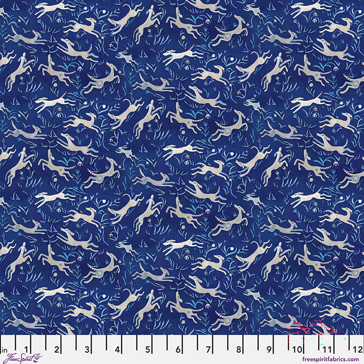 Azul Quilt Fabric - Chasing Rabbits in Azul Blue - PWAT019.AZUL