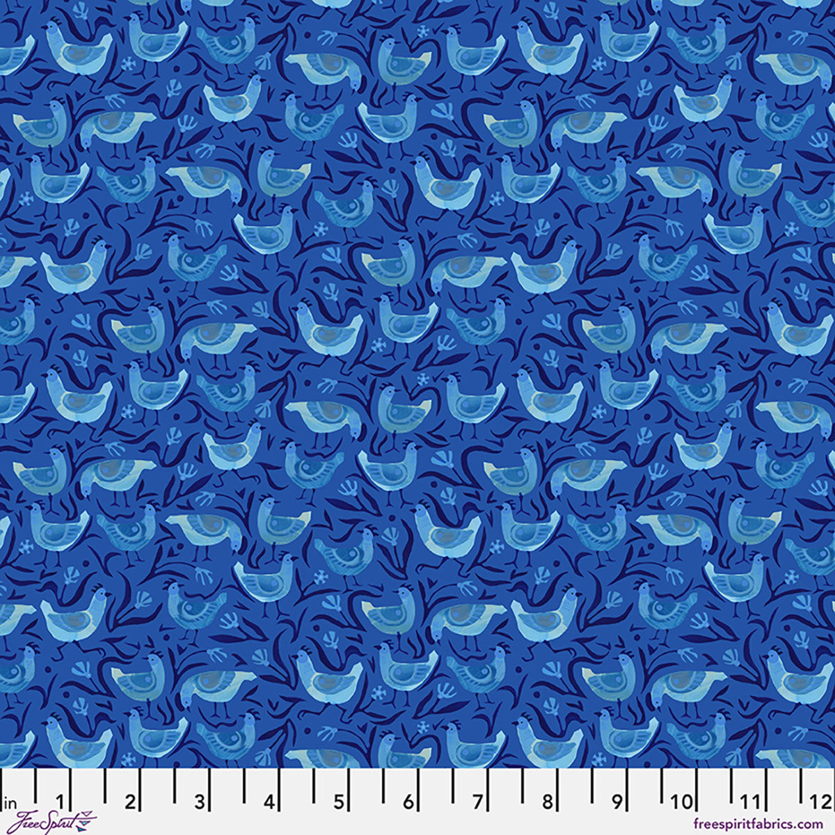 Azul Quilt Fabric - Coop Chickens in Azul Blue - PWAT020.AZUL