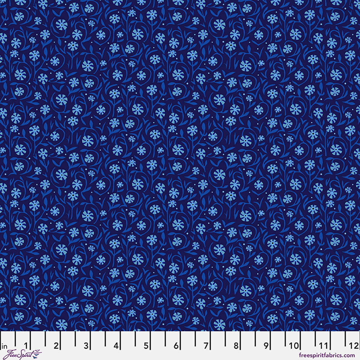 Azul Quilt Fabric - Fields of Flowers in Azul Blue - PWAT023.AZUL