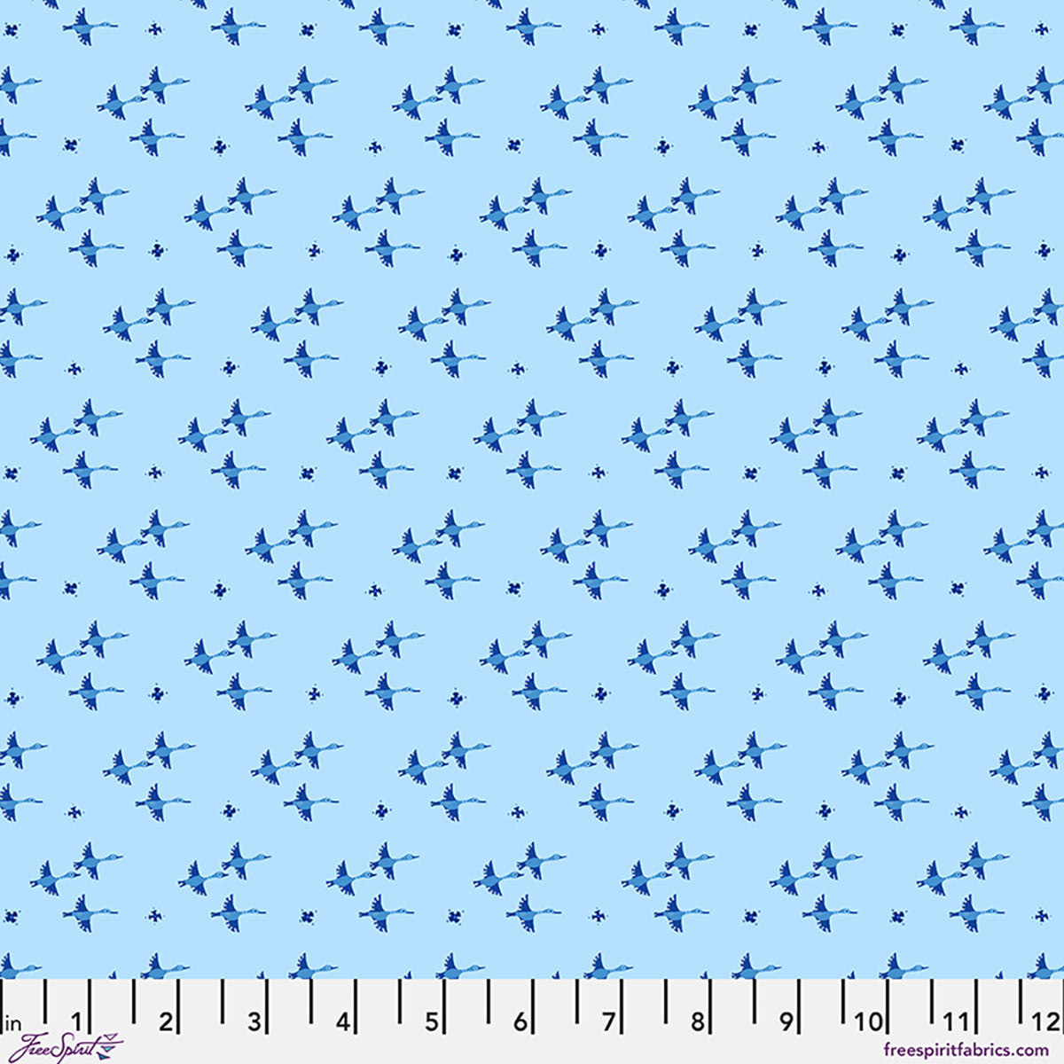 Azul Quilt Fabric - Flying South Geese in Azul Blue - PWAT022.AZUL