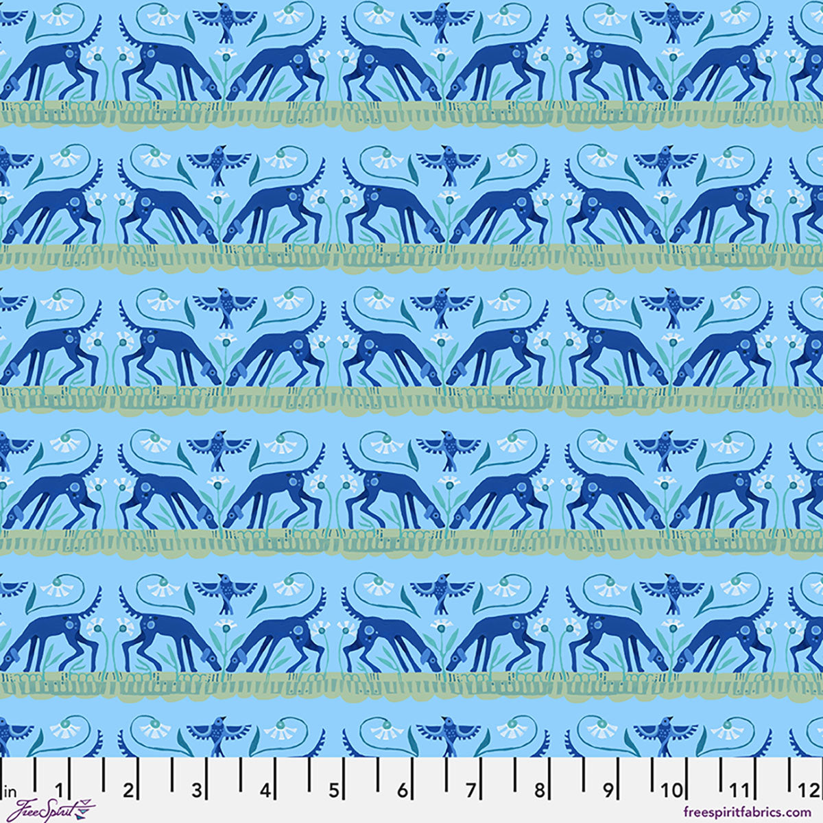 Azul Quilt Fabric - Just Here Dogs in Azul Blue - PWAT015.AZUL