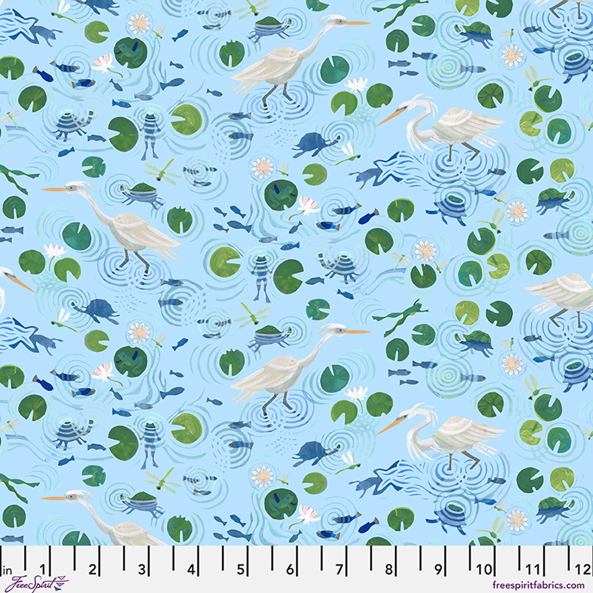 Azul Quilt Fabric - Pond Life in Azul Blue - PWAT018.AZUL