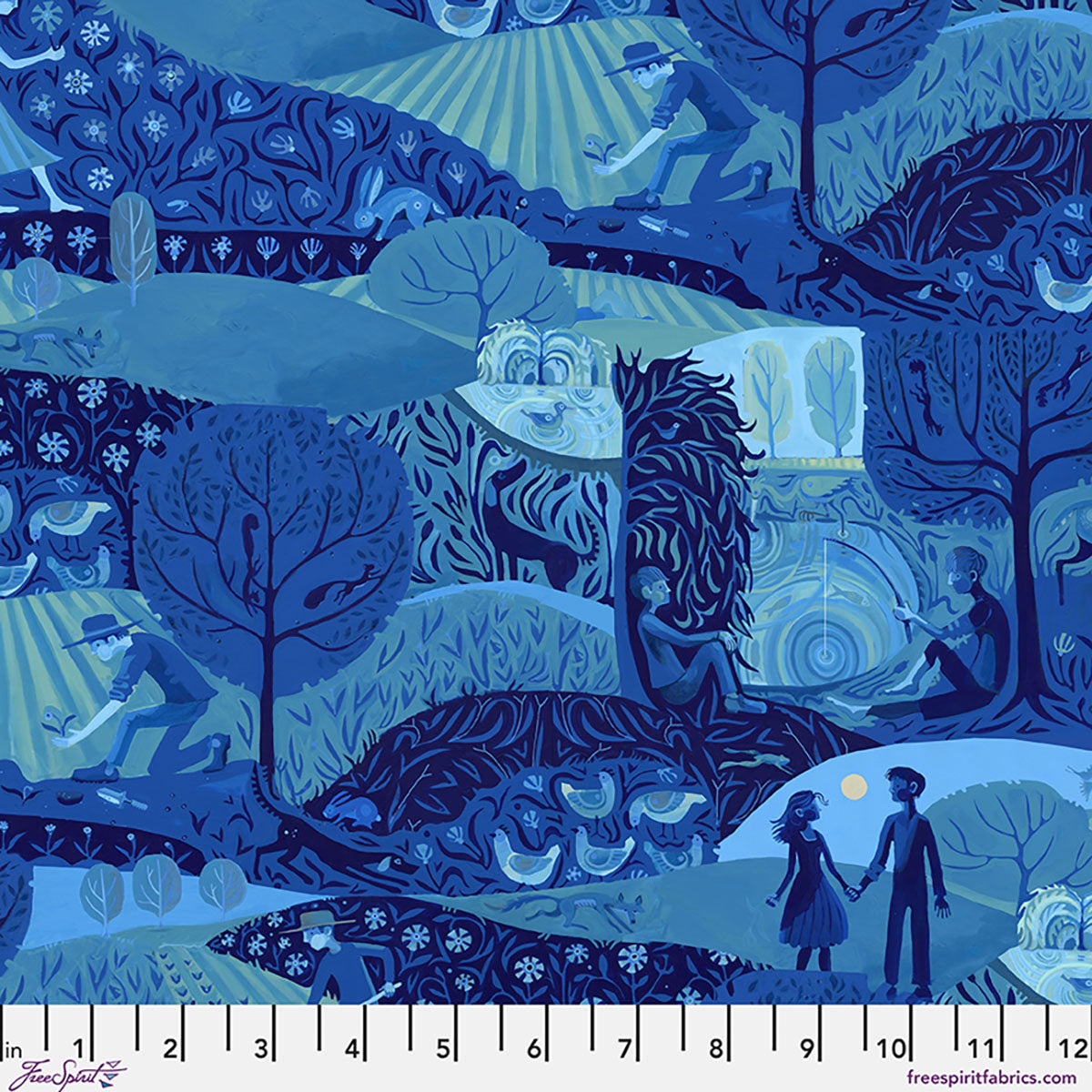 Azul Quilt Fabric - Seasons of Azul in Azul Blue - PWAT014.AZUL