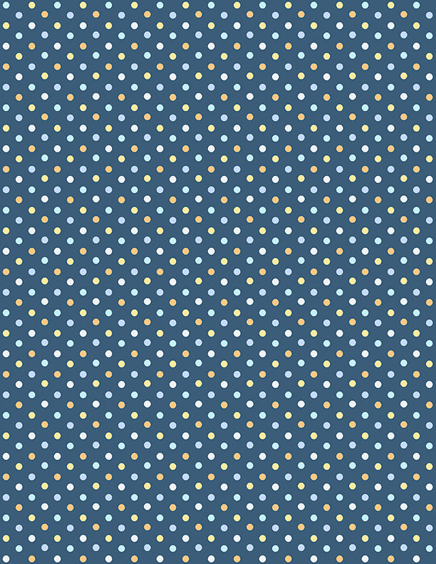 Baby's Adventure Quilt Fabric - Polka Dots in Navy Blue - 1876 69315 445