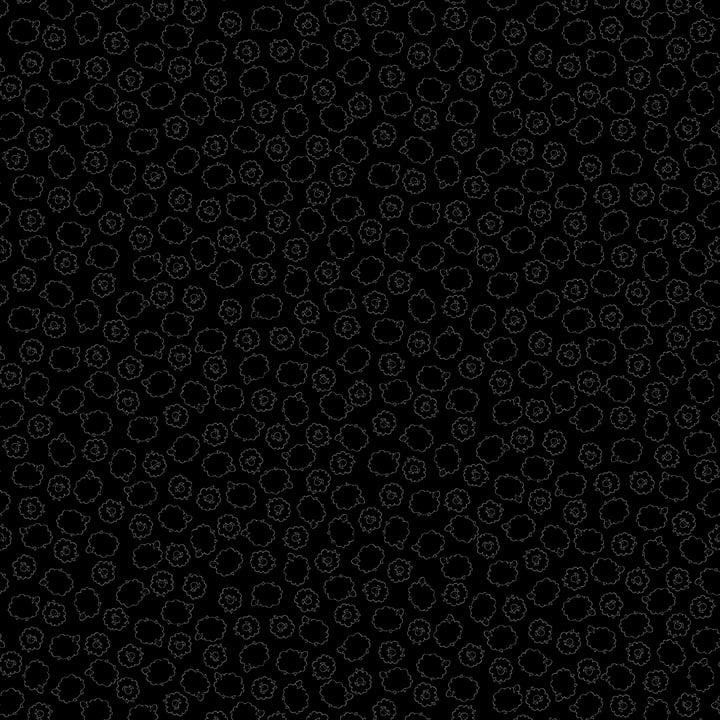 Back in Black Quilt Fabric - Black Sheep in Black - 1610-99B