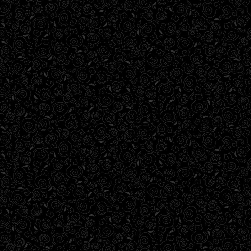 Back in Black Quilt Fabric - Cat and Mouse in Black - 1611-99B