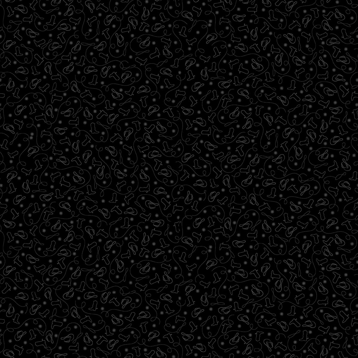 Back in Black Quilt Fabric - Cowboy Accessories in Black - 1612-99B