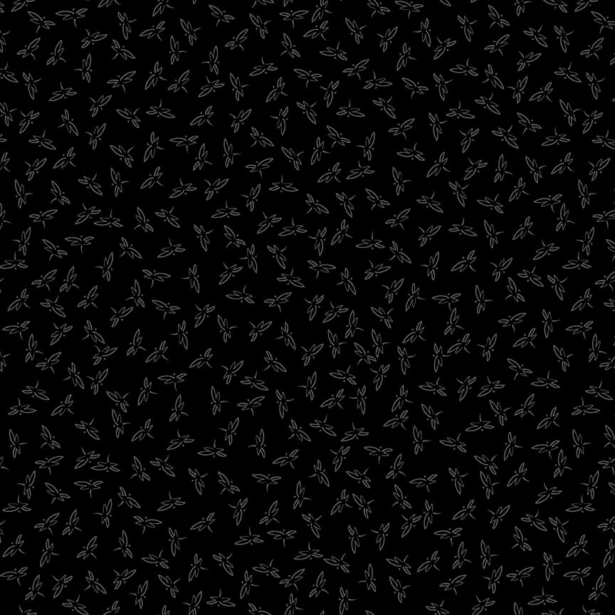 Back in Black Quilt Fabric - Dragonfly in Black - 1614-99B