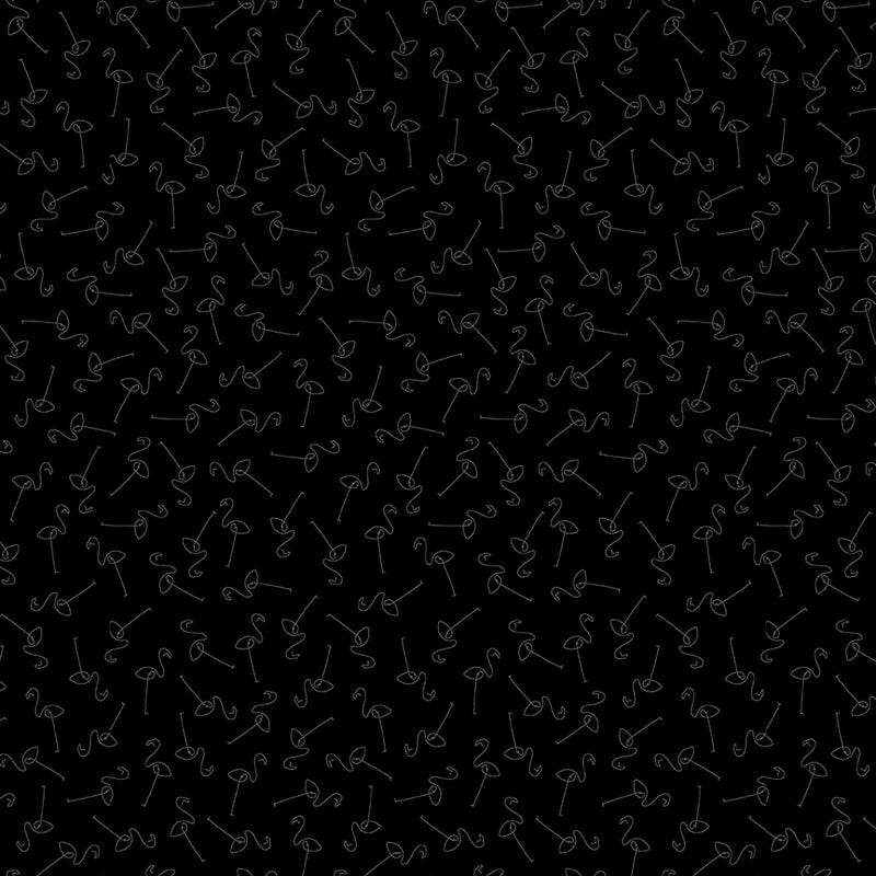 Back in Black Quilt Fabric - Flamingo in Black - 1616-99B