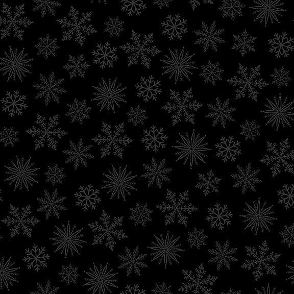 Back in Black Quilt Fabric - Snowflakes in Black - 1617-99B