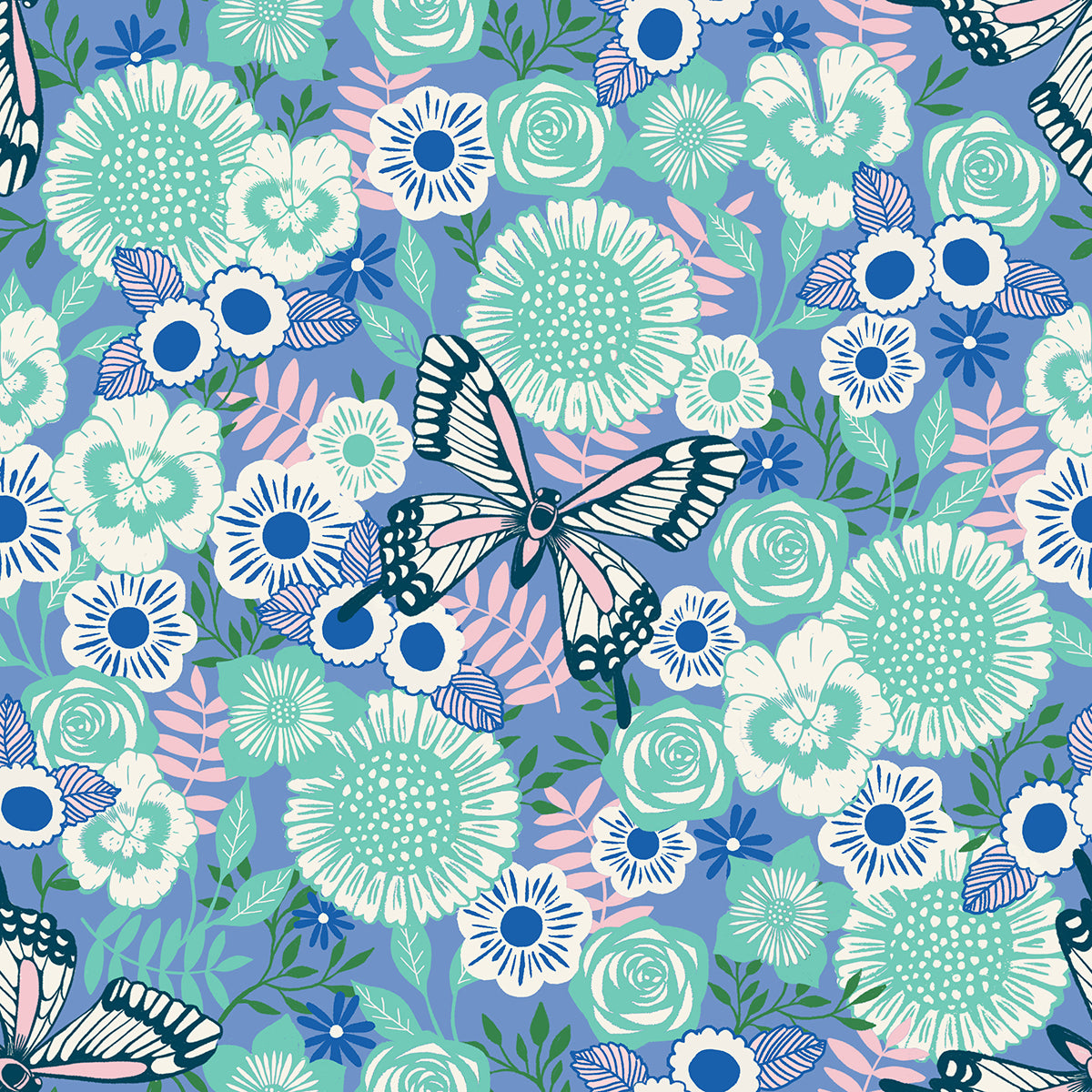 Backyard Quilt Fabric by Ruby Star Society - Butterfly Garden in Droid Blue - RS2085 13