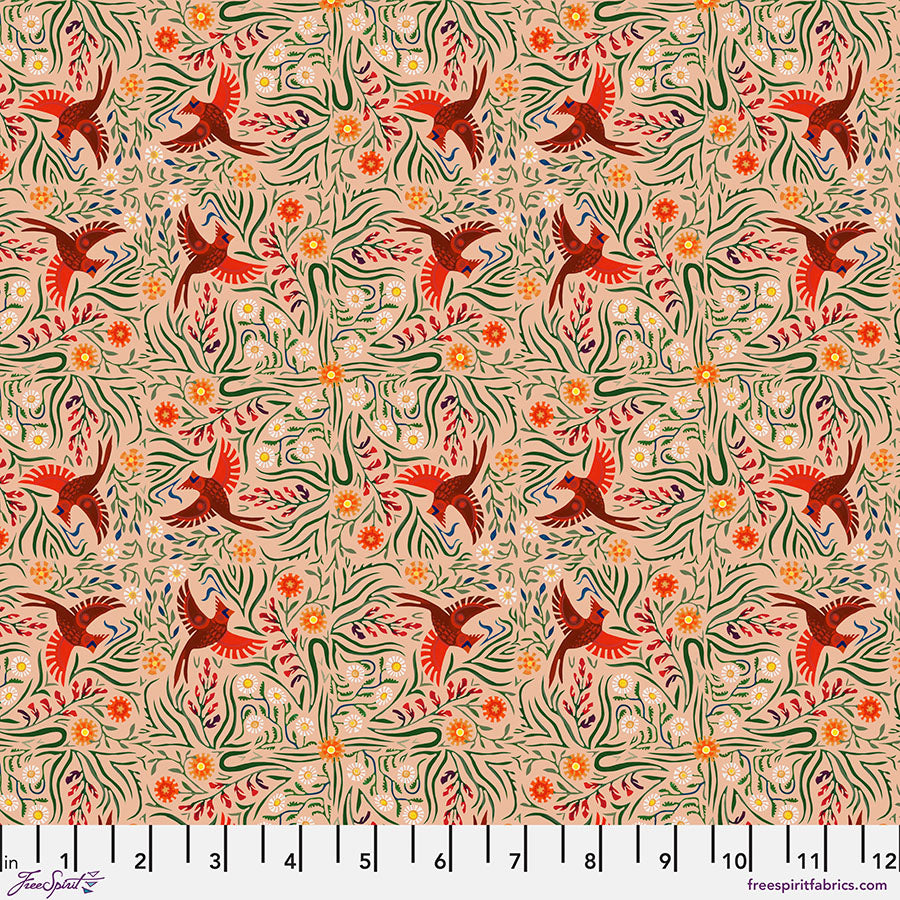 Backyard Wonders Quilt Fabric - Carefree Cardinals in Pink - PWAT005.PINK