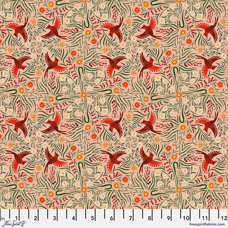 Backyard Wonders Quilt Fabric - Carefree Cardinals in Pink - PWAT005.PINK