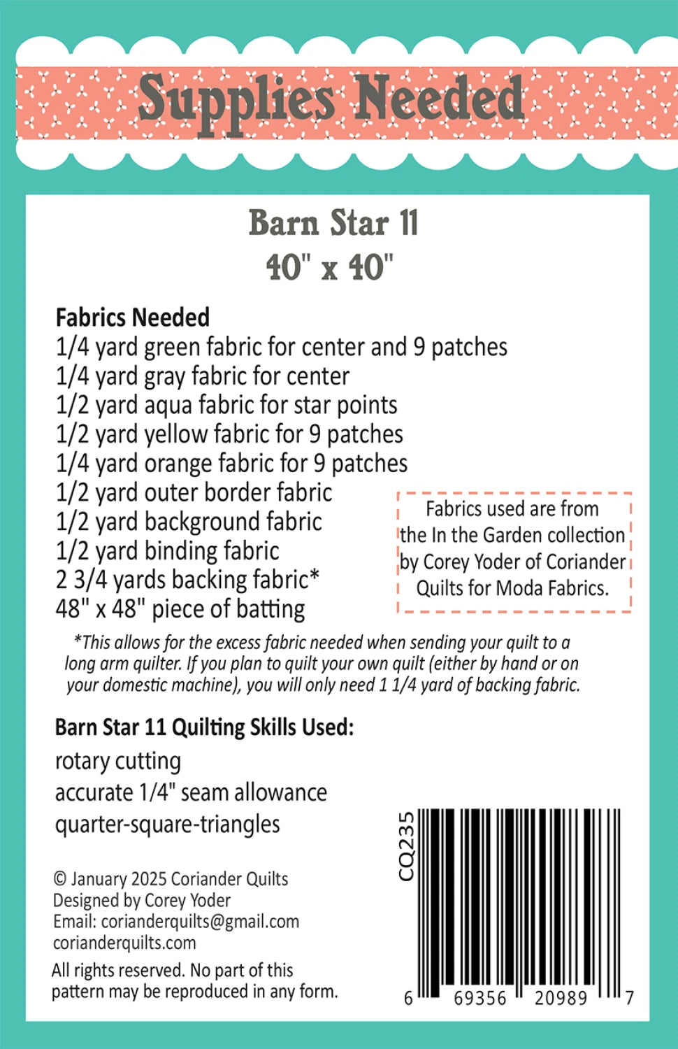 Barn Star 11 Wall Hanging Pattern - CQP235