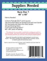 Barn Star 7 Wall Hanging Pattern - CQ 213