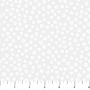 Basically Black and White Quilt Fabric - Blossoms in White on White - 10724-10