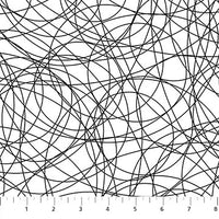 Basically Black and White Quilt Fabric - Radial in Positive Black on White - 10721-11