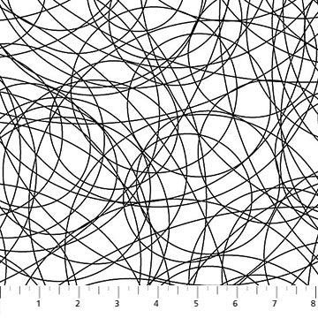 Basically Black and White Quilt Fabric - Radial in Positive Black on White - 10721-11
