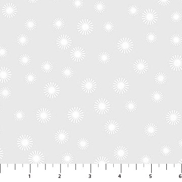 Basically Black and White Quilt Fabric - Starbursts in White on White - 10722-10